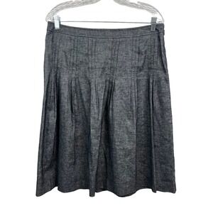 Cynthia Steffe Skirt A Line Linen Blend Pleated Lined Back Zip Gray Women Sz 8*